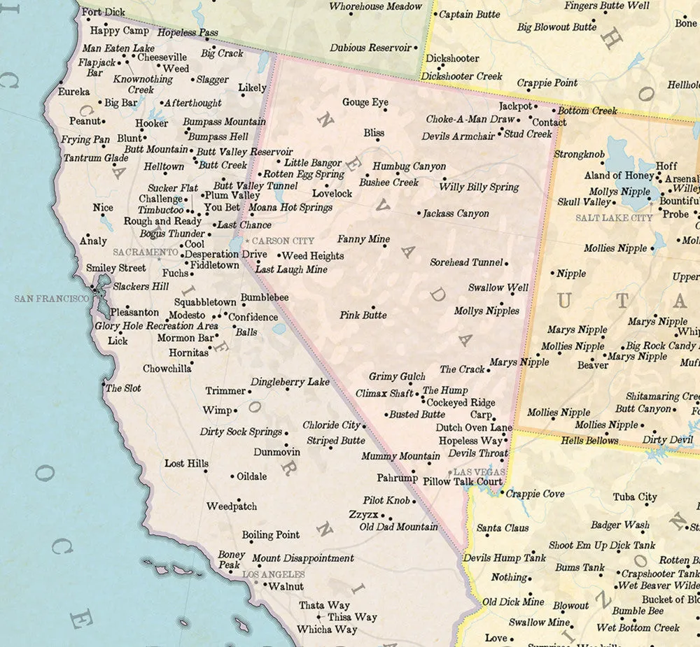 Marvellous Map of Genuine American Place Names