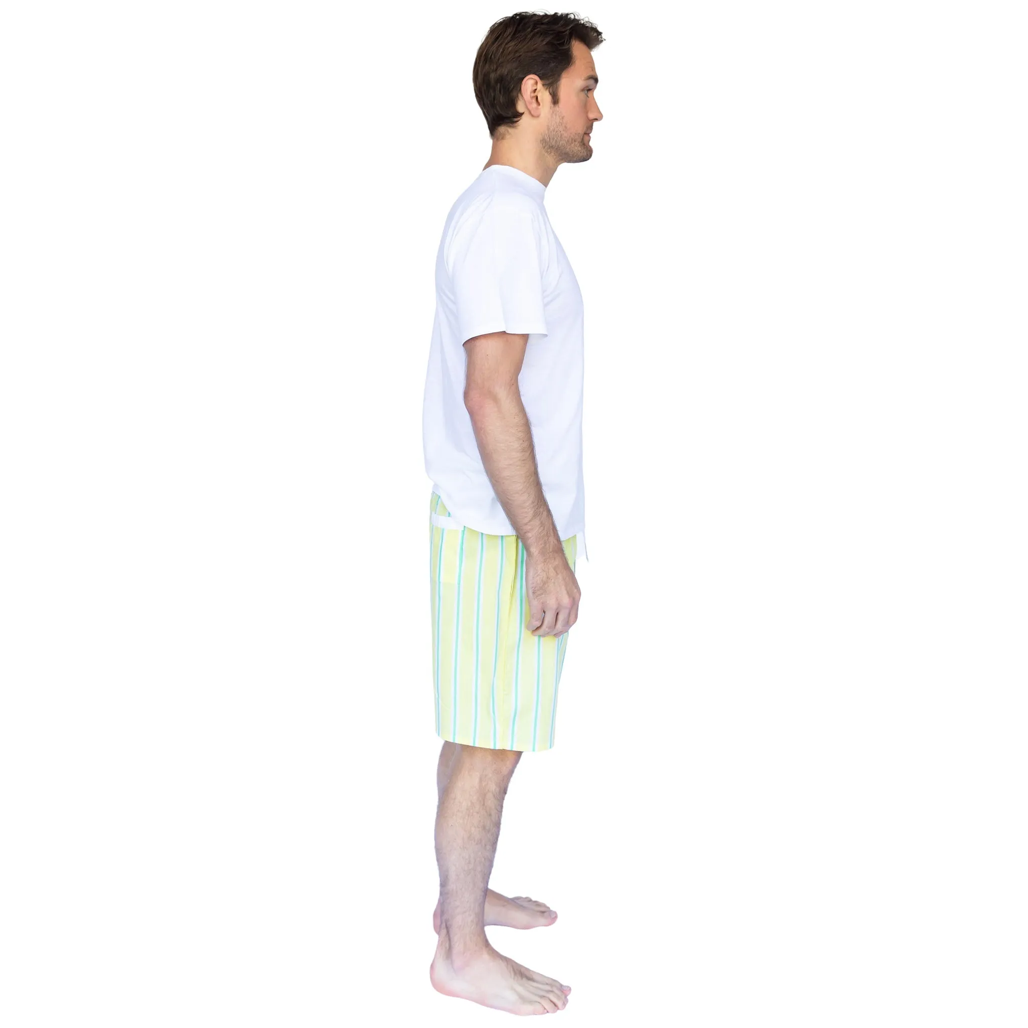 Men's Andy Cohen Yellow   Green Stripe Sleep Shorts