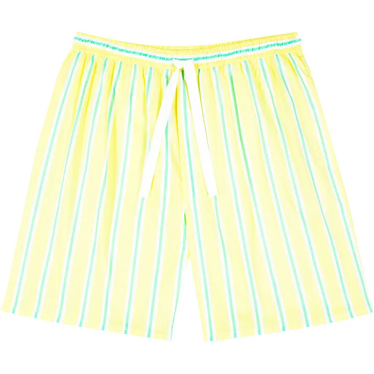 Men's Andy Cohen Yellow   Green Stripe Sleep Shorts