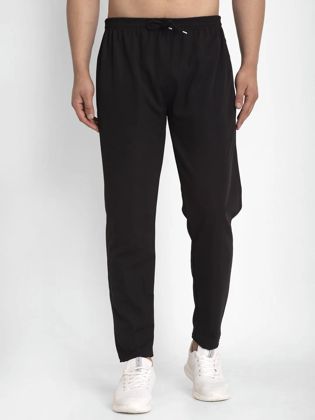 Men's Black Solid Track Pants ( JOG 014Black ) - Jainish