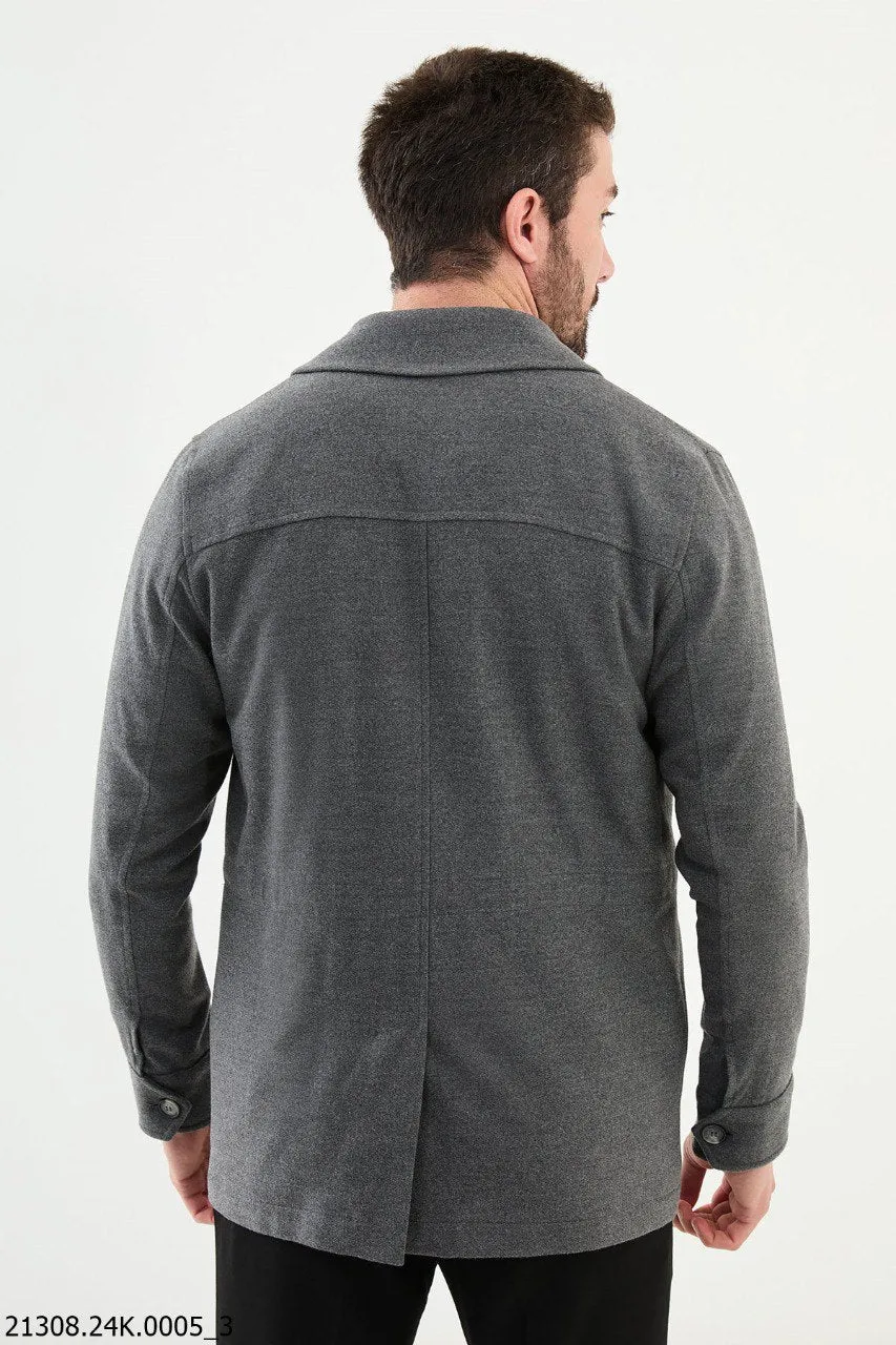 Men's Gray Utility Pocket  Winter Jacket