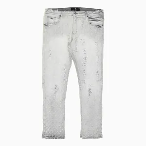 Men's Heavy Pin Distressed Denim Slim Pant