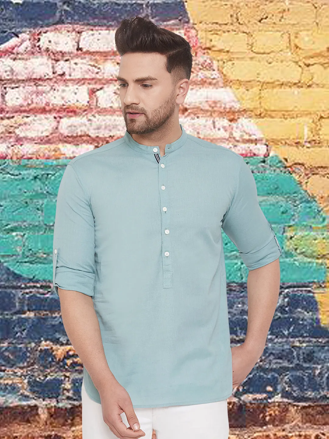 Men's Pure Cotton Green Kurta - Even Apparels