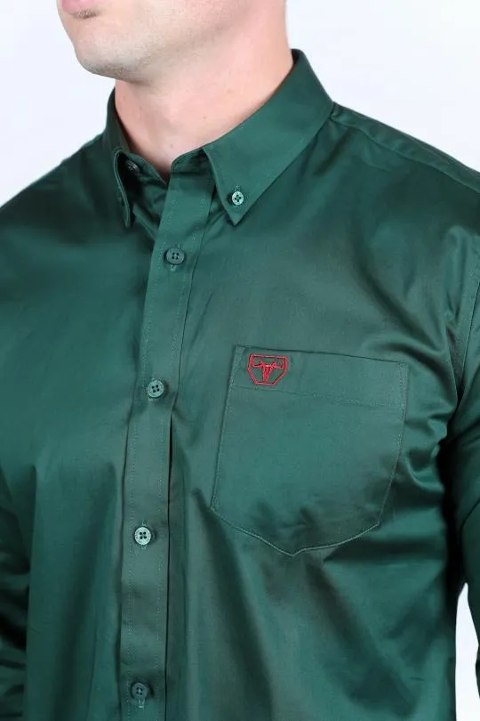 Men’s Single Pocket Logo Modern Fit Stretch Mexico Dress Shirt - Green