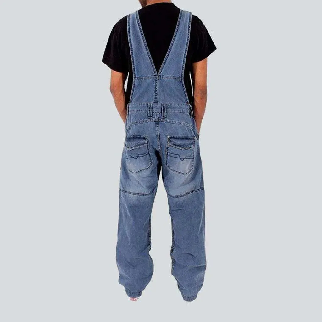 Men's stonewashed jean overall