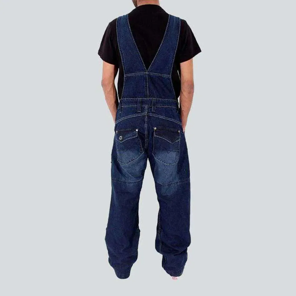 Men's stonewashed jean overall