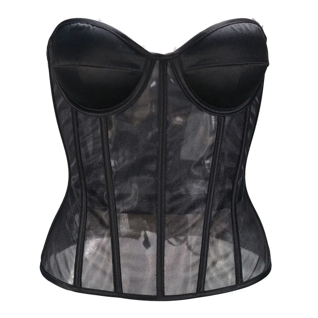 Mesh Wedding Dress Bottoming See-through Corset