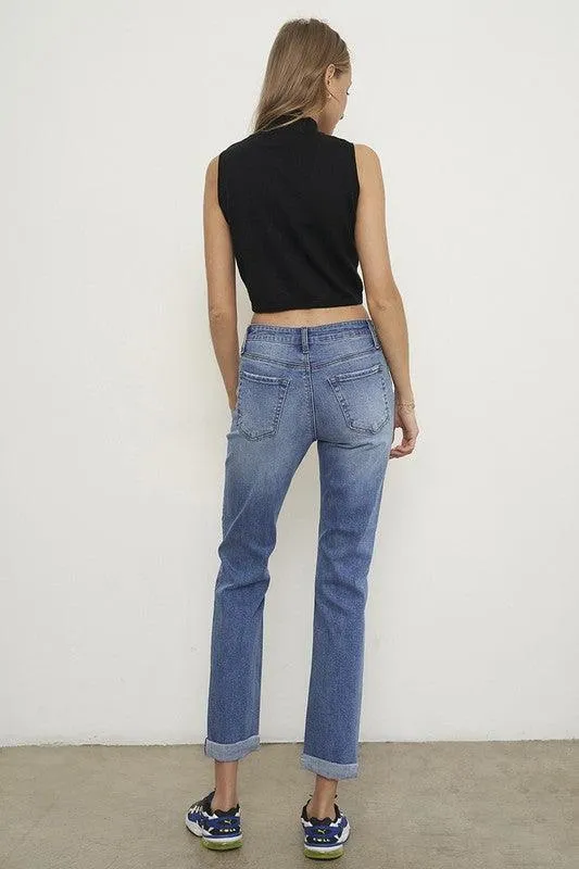 Mid Rise Slim Boyfriend Jeans