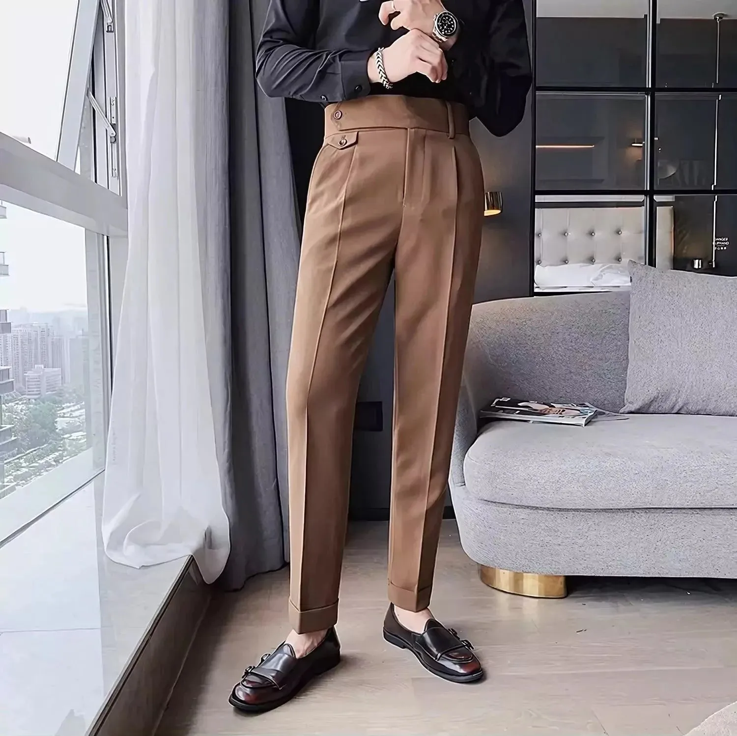 Modern 1 button Waist Suit Trousers