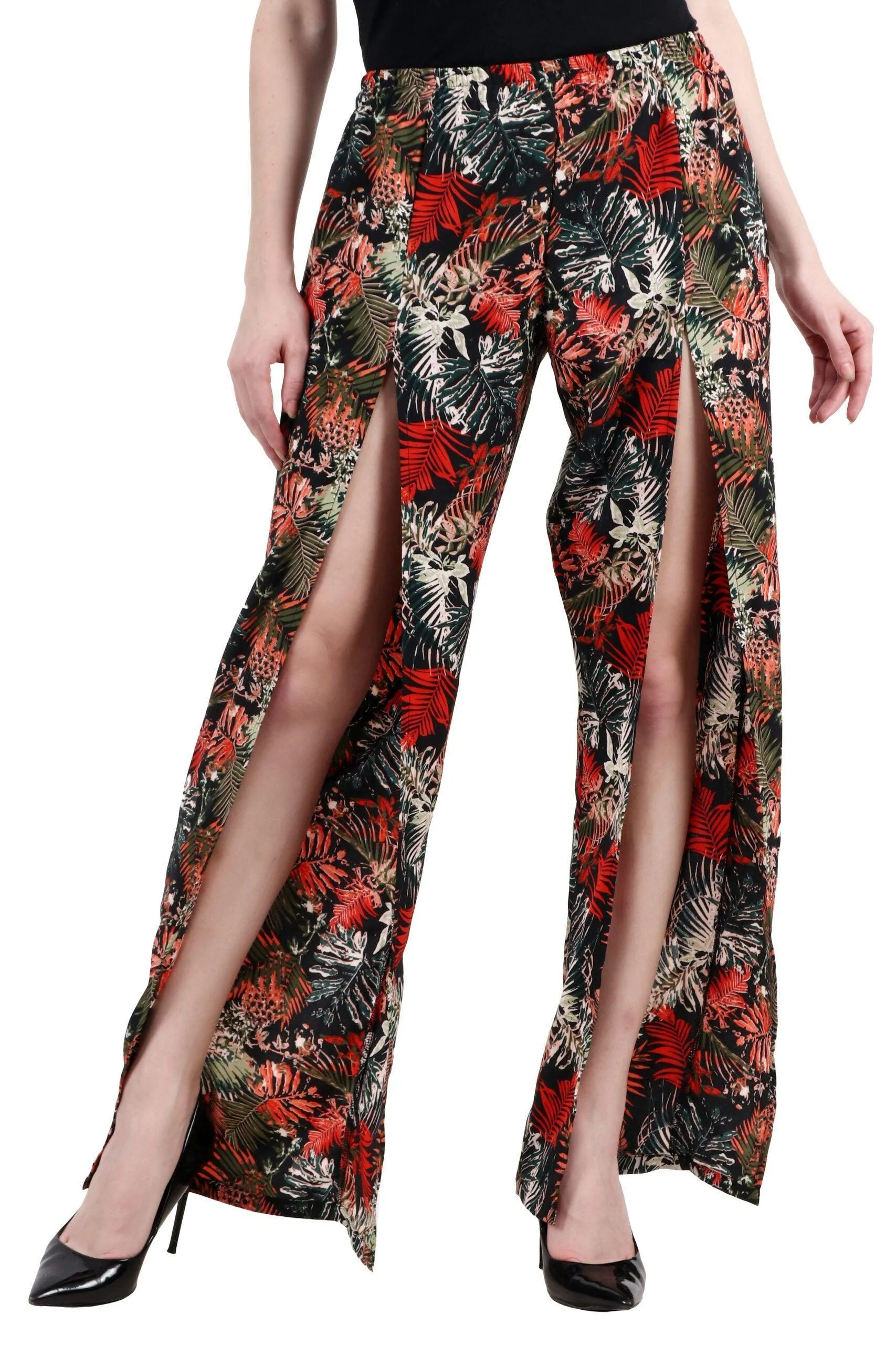 Multicolored Floral Printed Front Slit Pyjamas