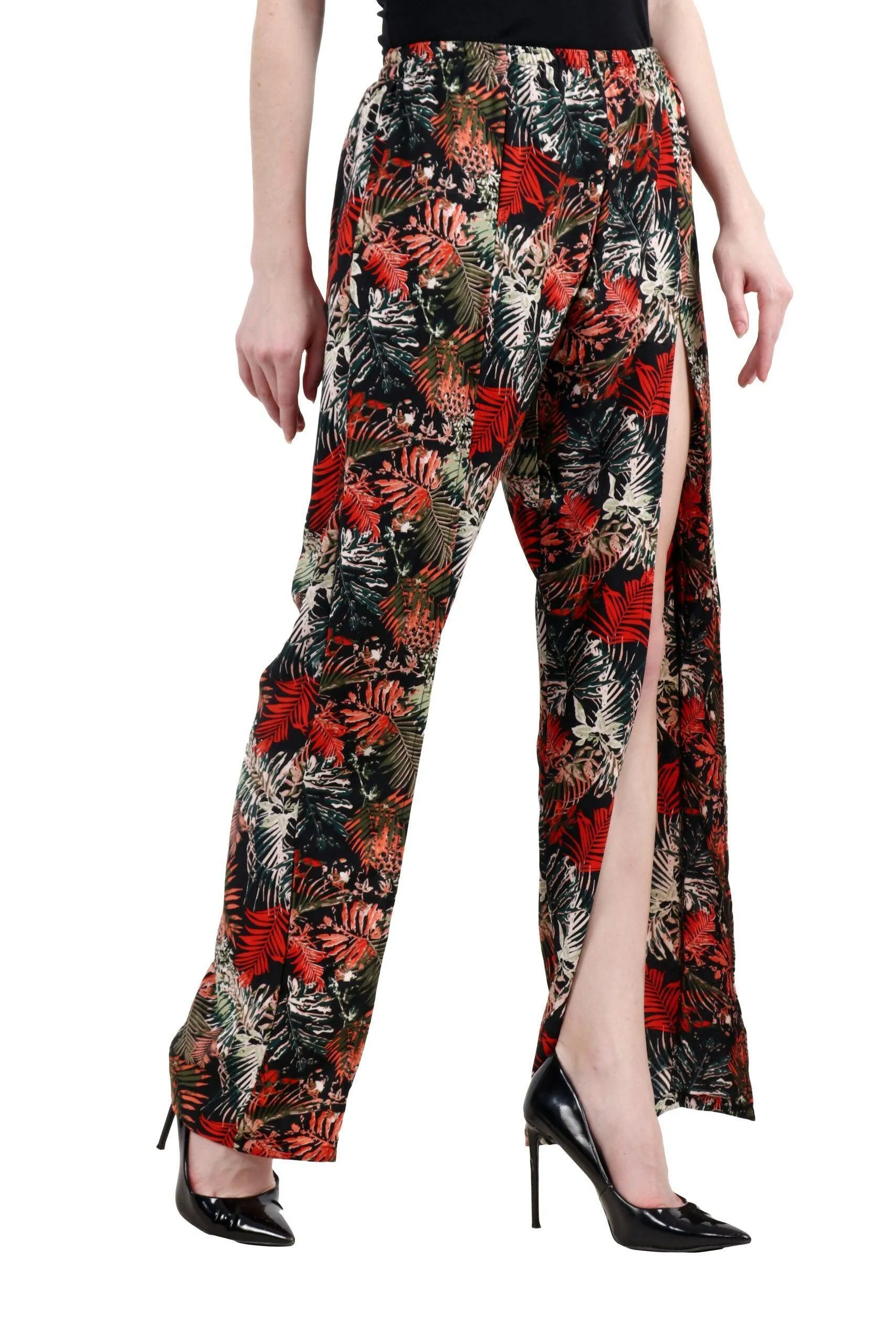 Multicolored Floral Printed Front Slit Pyjamas