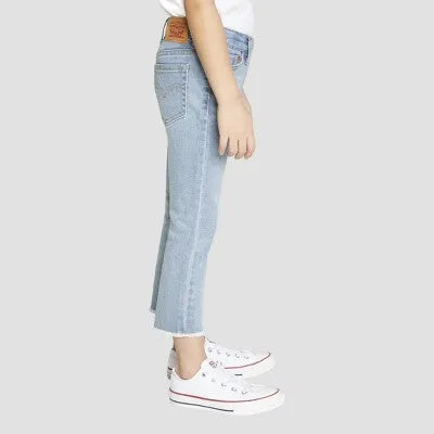 New - Levi's Girls' High-Rise Ankle Straight Jeans - Blue Denim 12