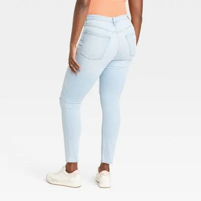 New - Women's High-Rise Skinny Jeans - Universal Thread Light Blue 4 Short