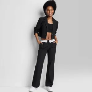 New - Women's Mid-Rise Foldover Straight Chino Pants - Wild Fable Black 00