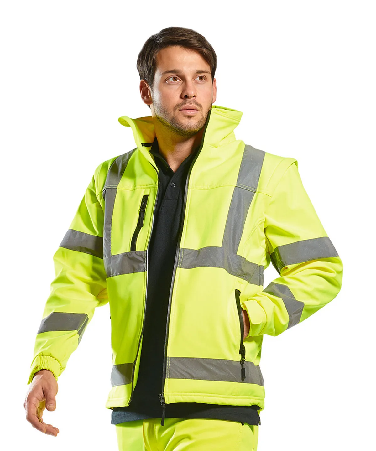 Orange - Hi-vis softshell jacket (3L) (S428)