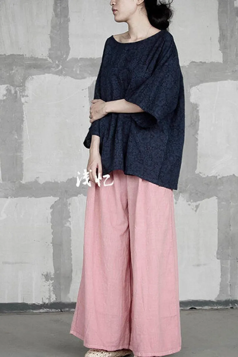 Original Designer Loose Long Vintage Cotton Linen Pants Women Clothes