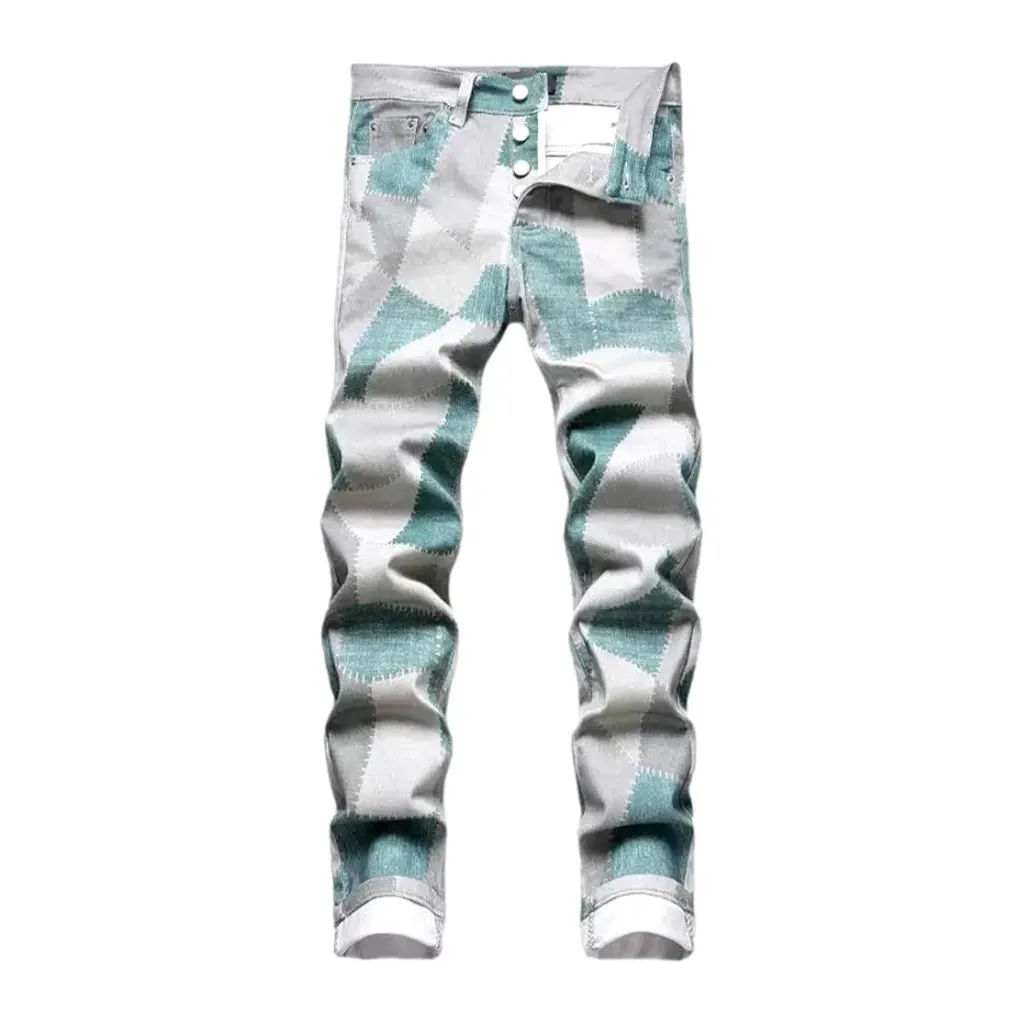 Painted skinny fit fashion men's jeans