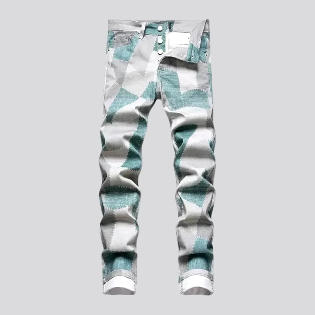 Painted skinny fit fashion men's jeans