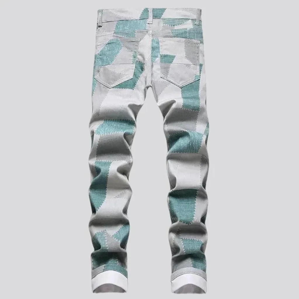 Painted skinny fit fashion men's jeans