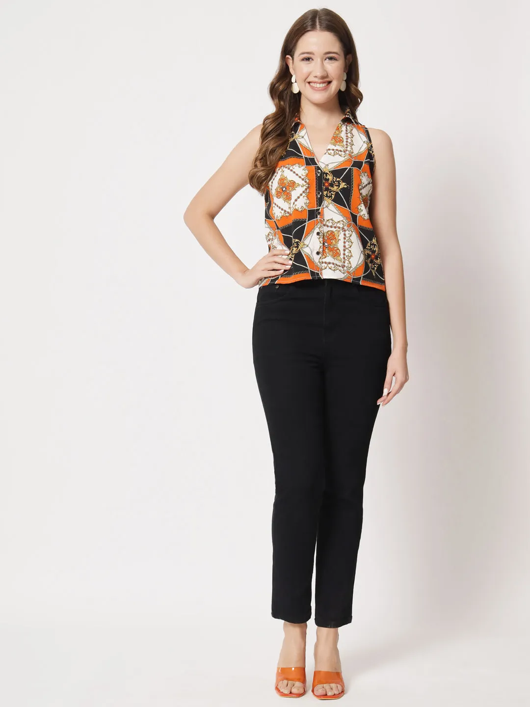 Paris Printed Crepe Top