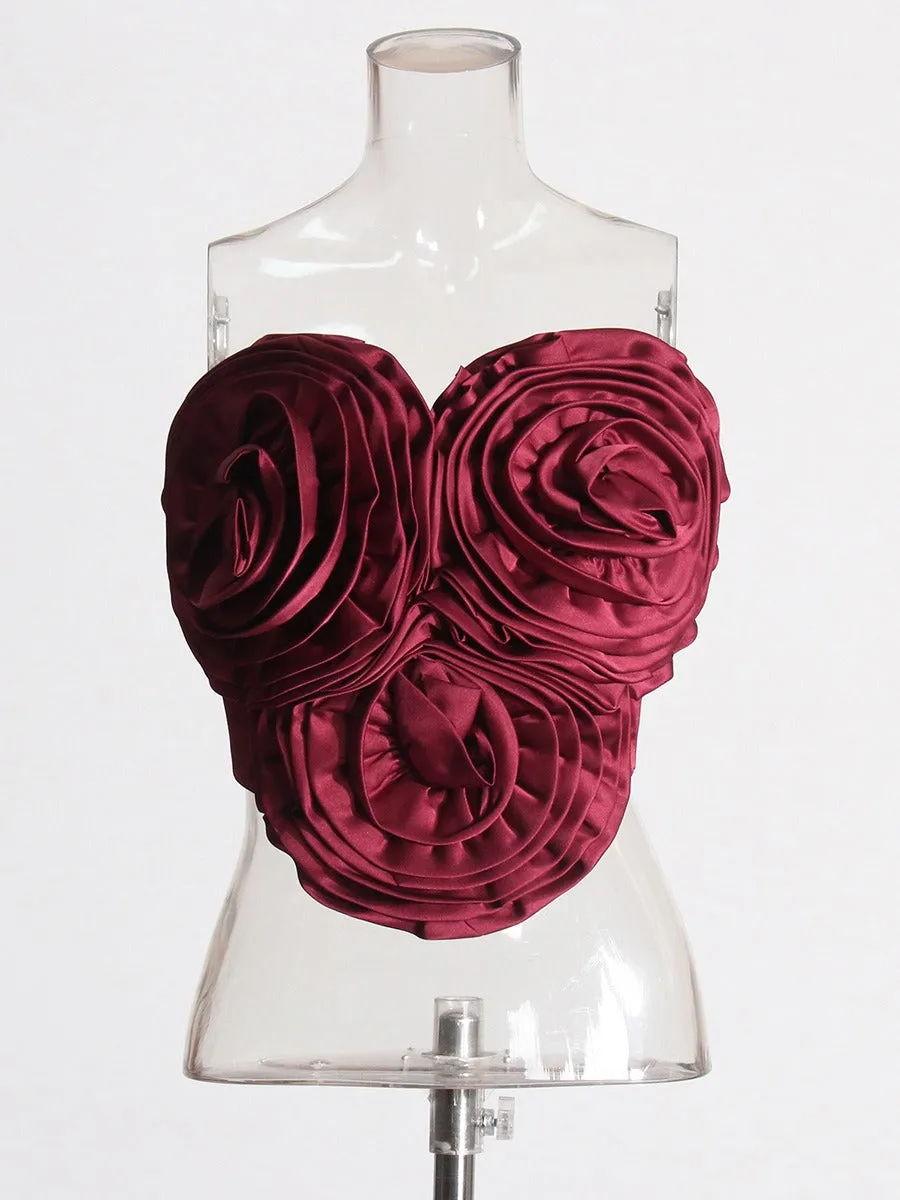 Pre Order:  3D Flower Back Zip Tube Top