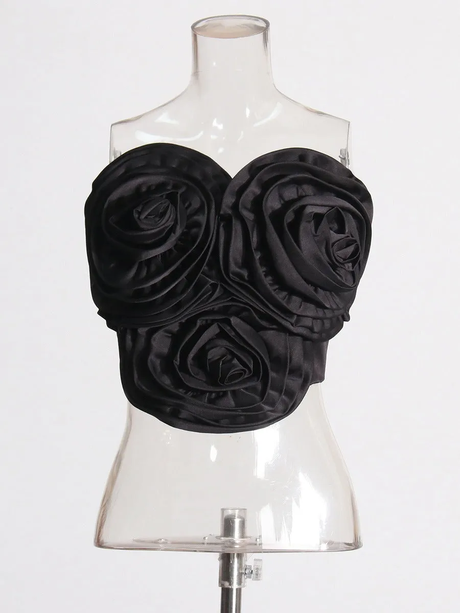 Pre Order:  3D Flower Back Zip Tube Top