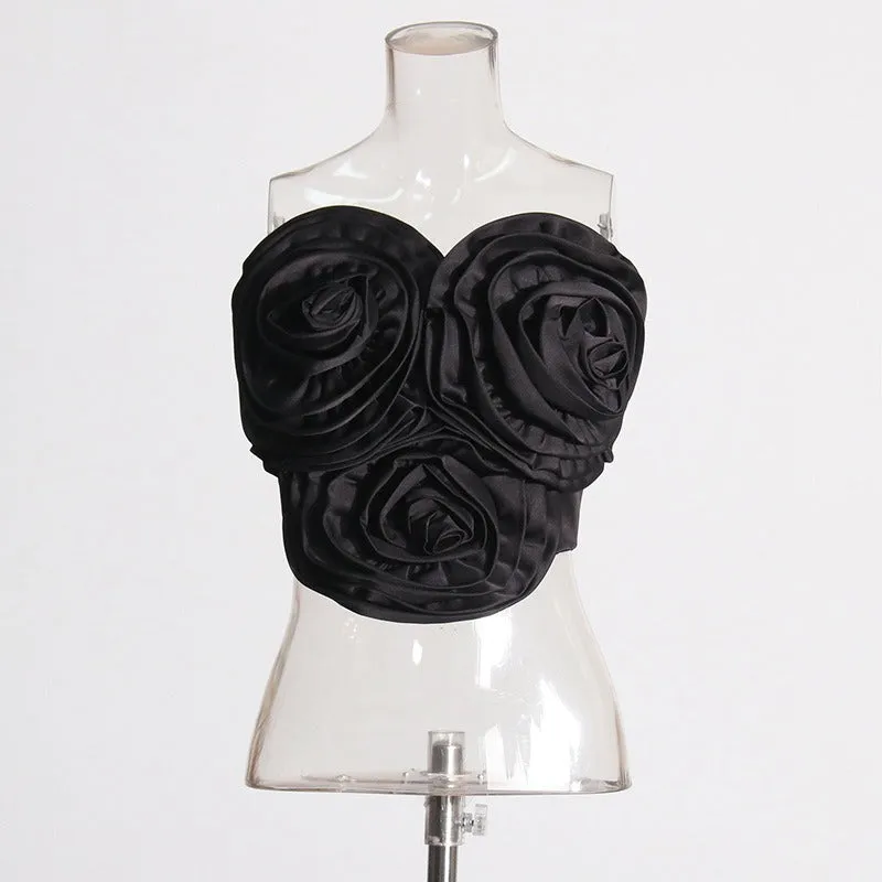 Pre Order:  3D Flower Back Zip Tube Top