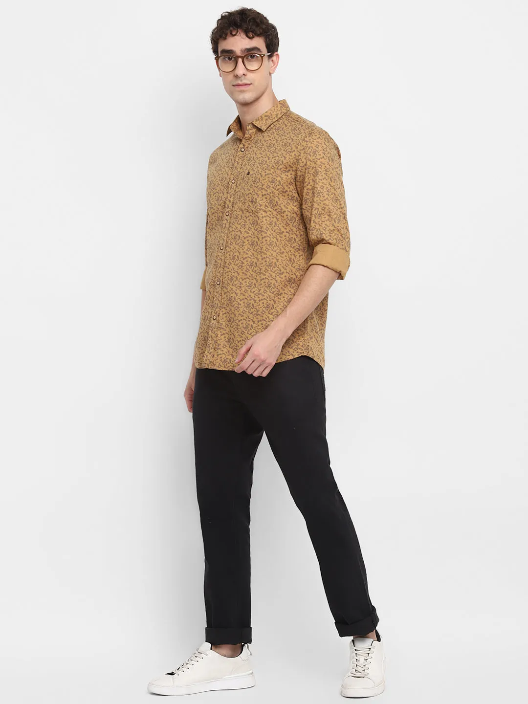 Printed Khaki Slim Fit Causal Shirt