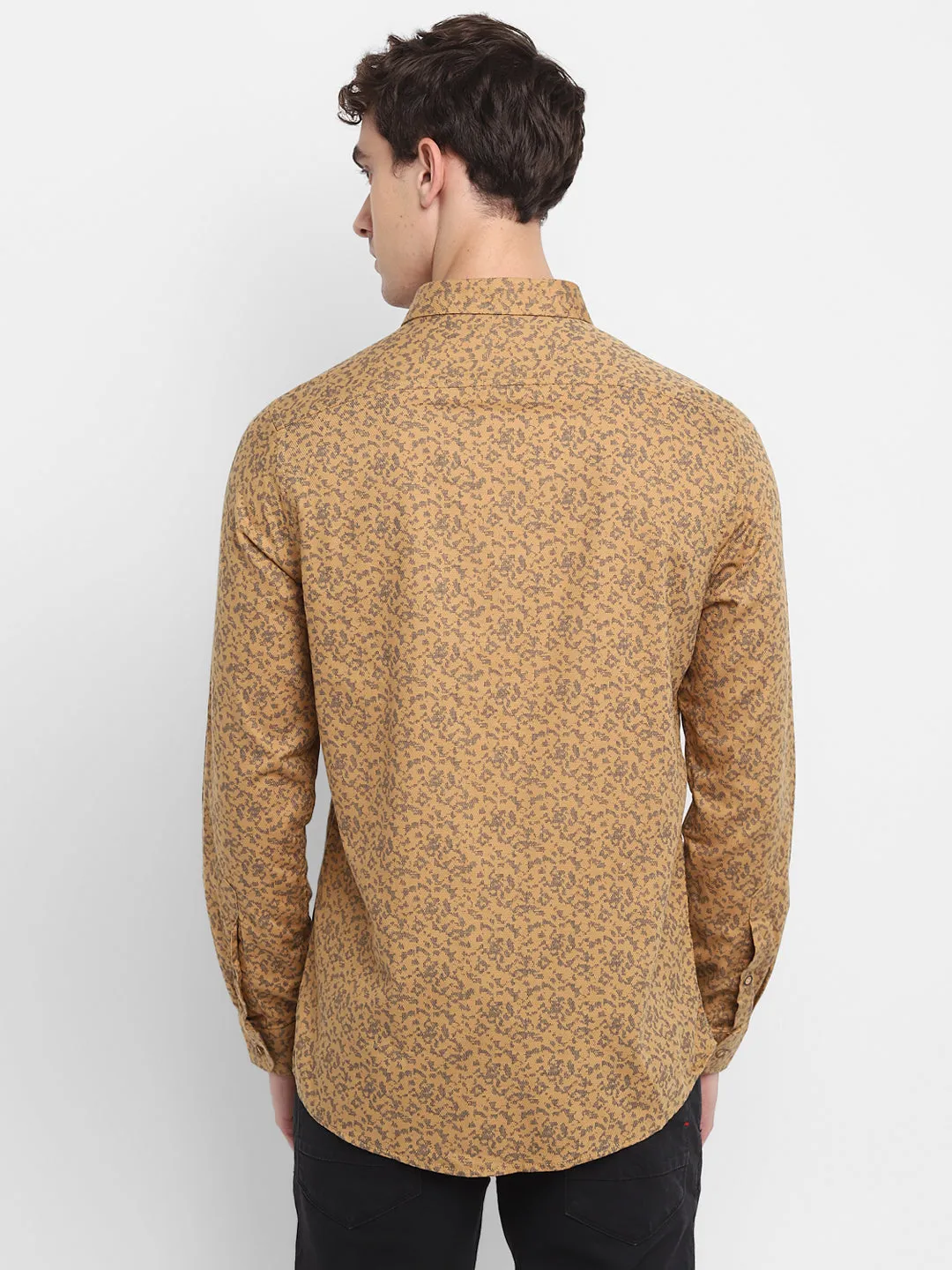 Printed Khaki Slim Fit Causal Shirt