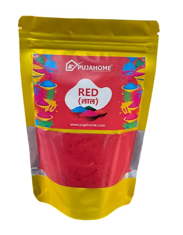 Pujahome Holi Herbal Gulal Color for Kids & Adults Natural Fragrance Soft Gulal with Non-Toxic Scent for Holi Parties and Puja 100 Gram Each (Pack of 2 Colors, Red and Pink)