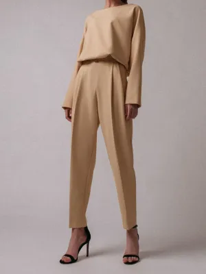 Pure Color Graceful Slim Tops Trousers Women's Suit