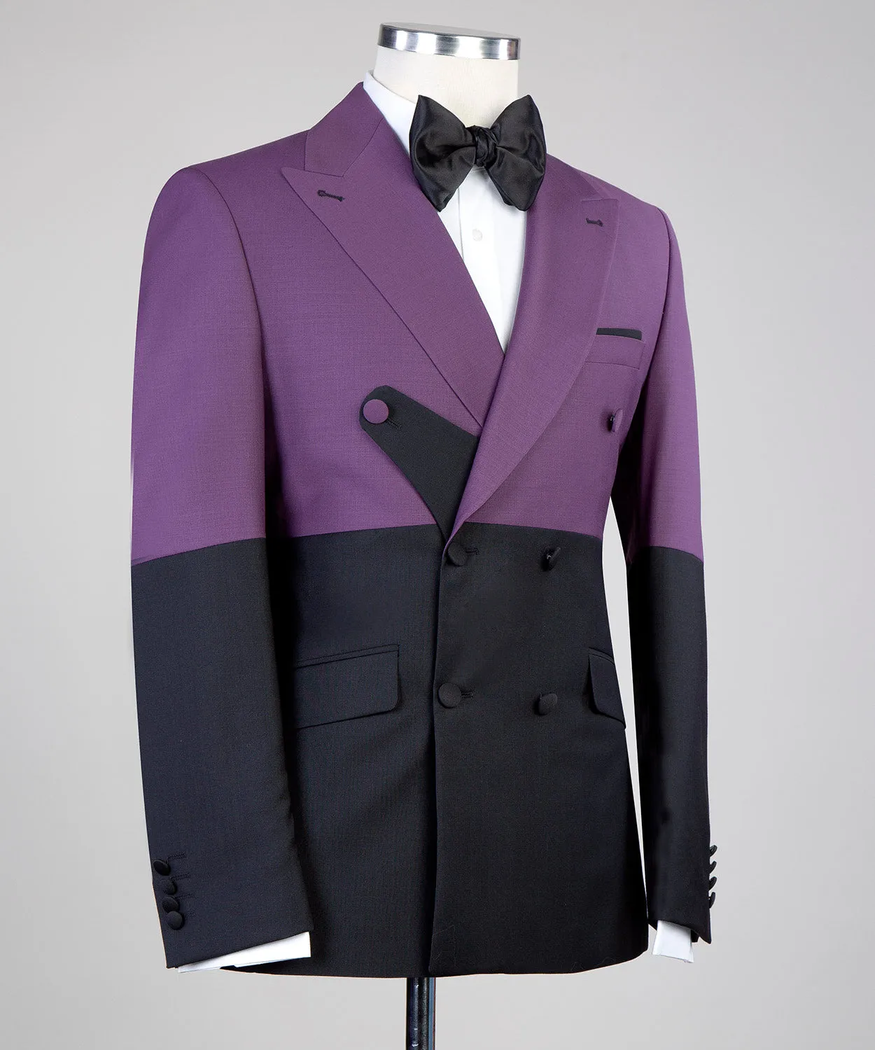 Purple and Black Double-Breasted Suit