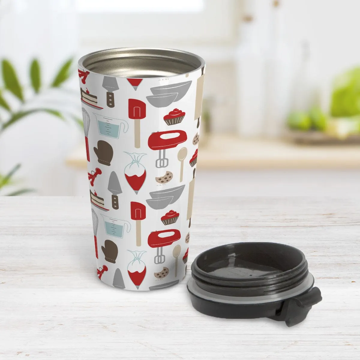 Red Baking Pattern Travel Mug