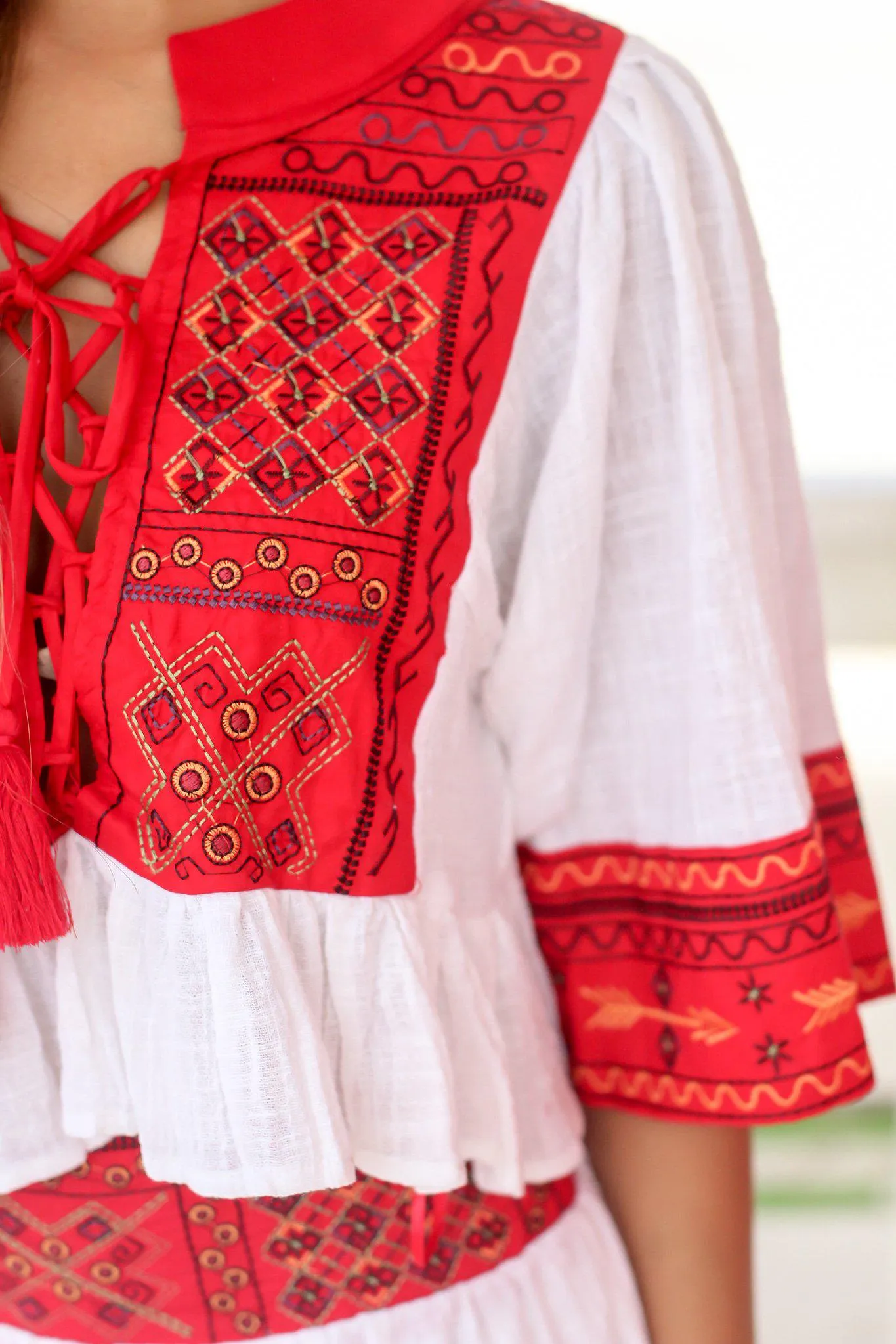 Red Boho Two Piece Set