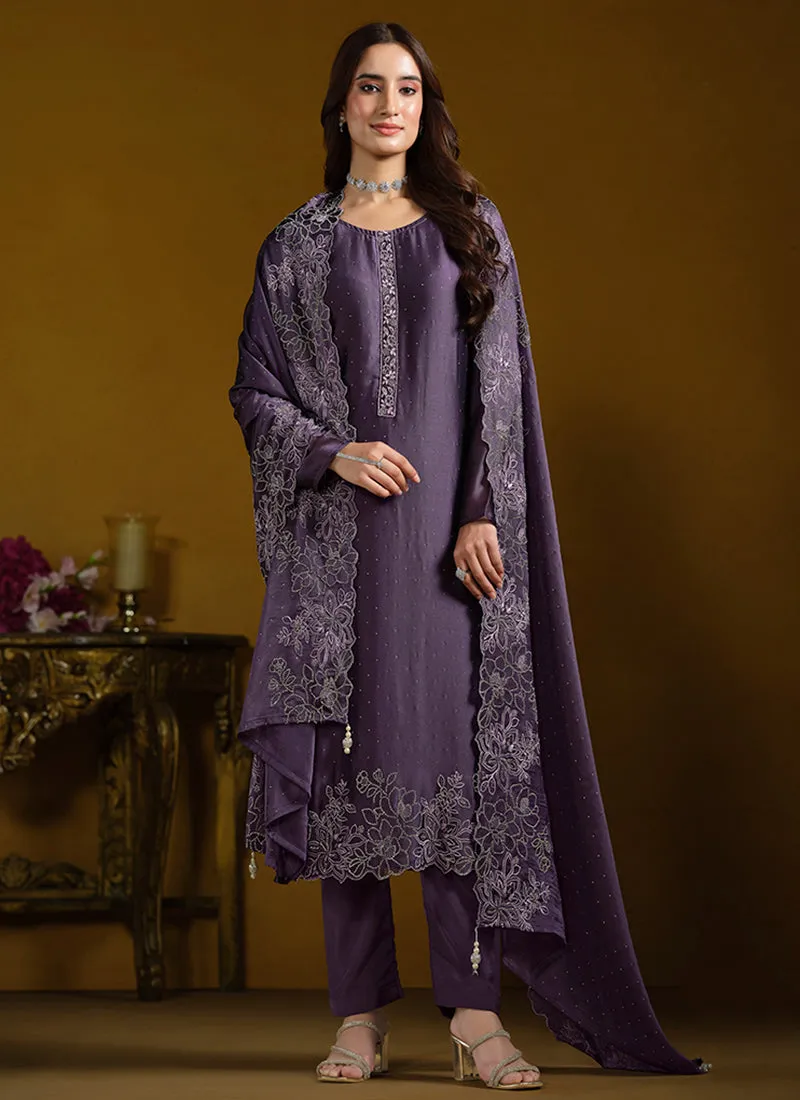 Rich Purple Embroidered Pakistani Suit