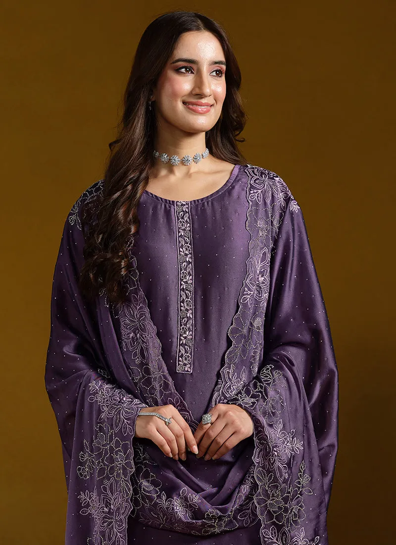 Rich Purple Embroidered Pakistani Suit