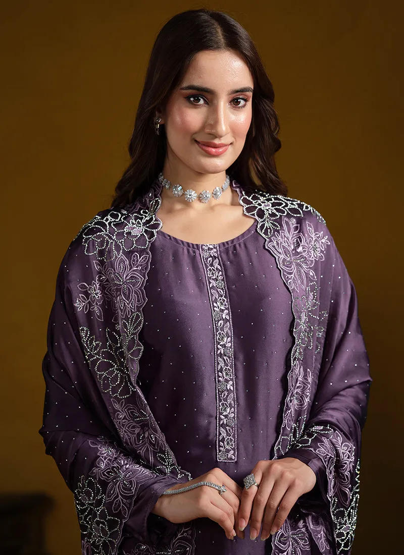 Rich Purple Embroidered Pakistani Suit