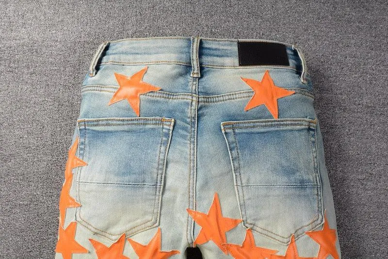 Ripped Hole Pentagram Star Patch Jean