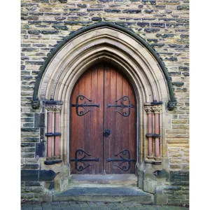 Rustic Wooden Doors Printed Backdrop