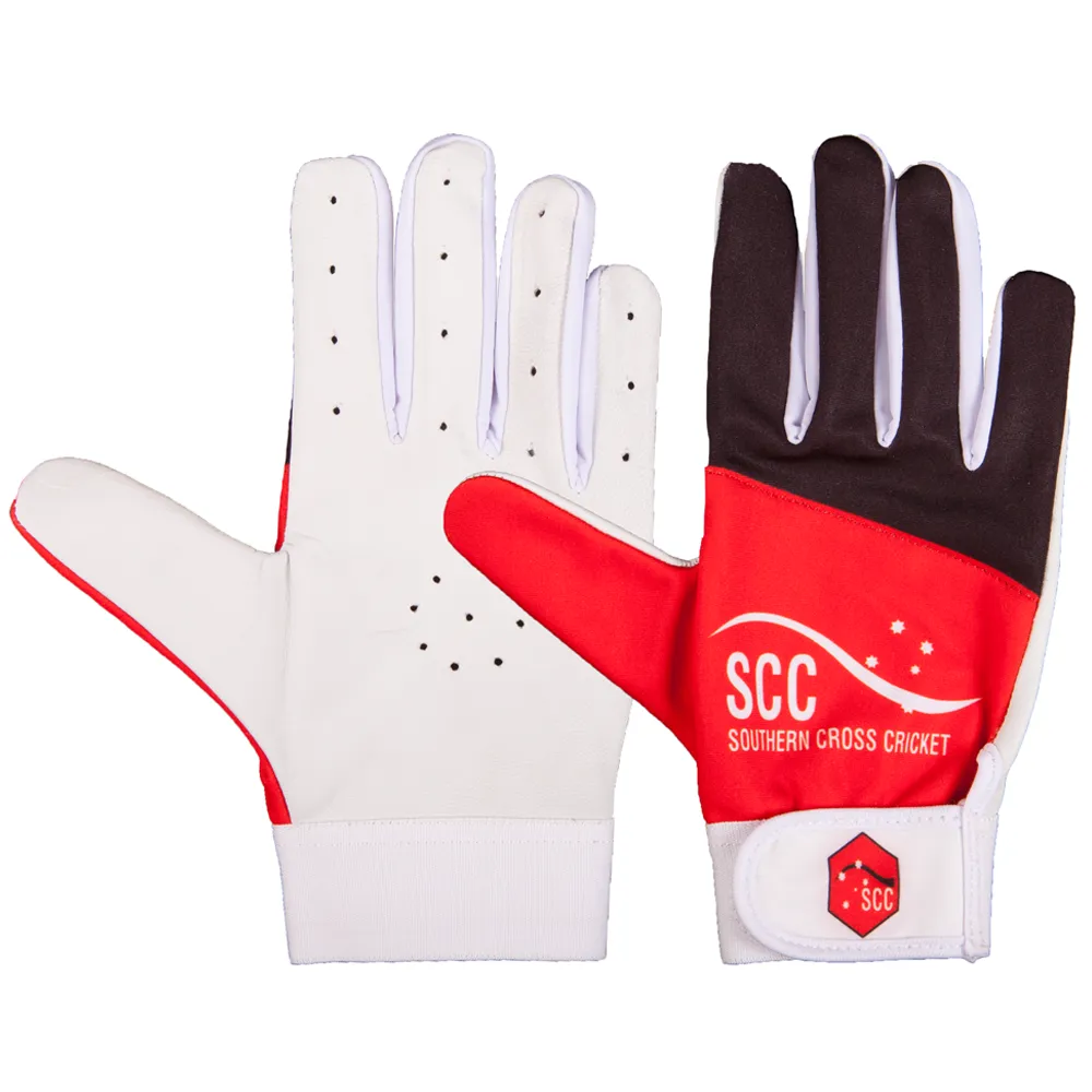 SCC Conqueror Traditional Indoor Cricket Glove - Red/Black