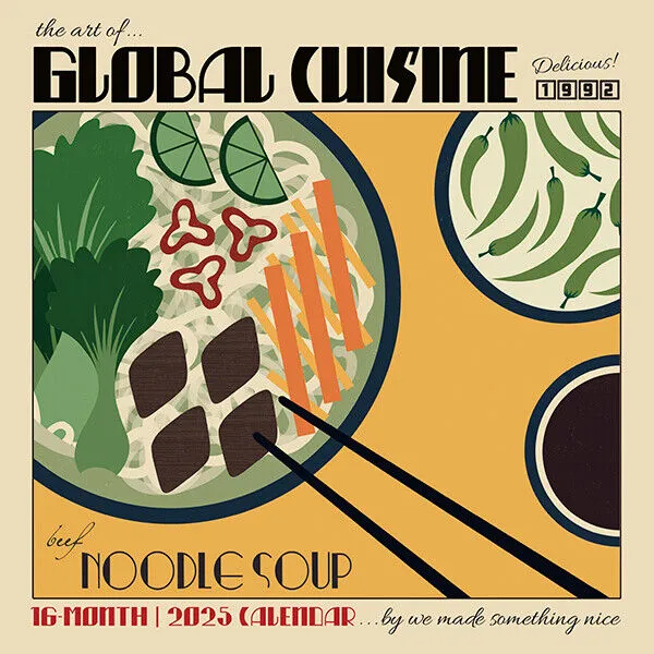 Sellers Publishing The Art of Global Cuisine 2025 12 x 12 Wall Calendar