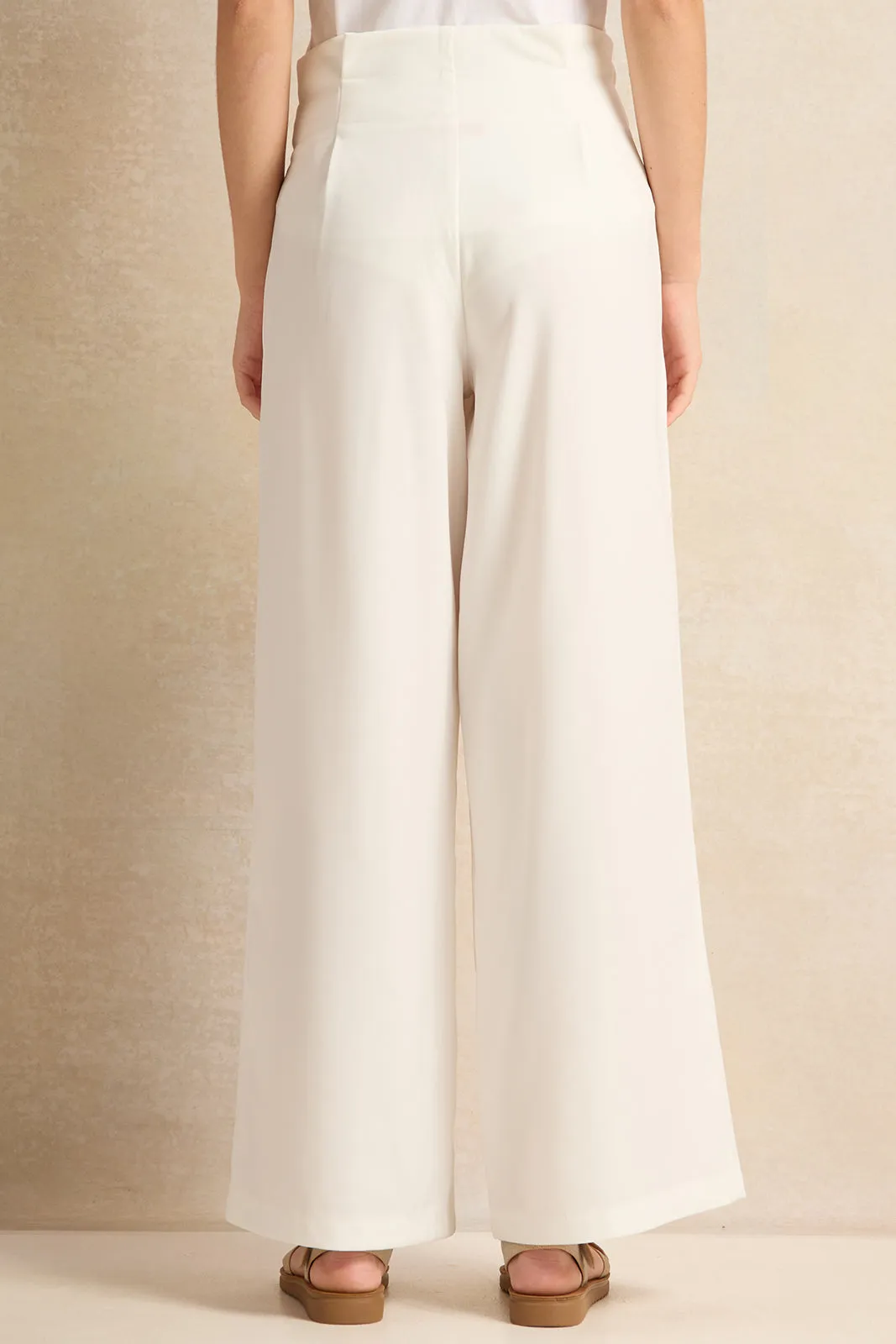 Senior Girls White Button Embellished Pants