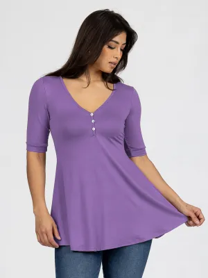 Short Sleeve Tunic Top with Button Detail