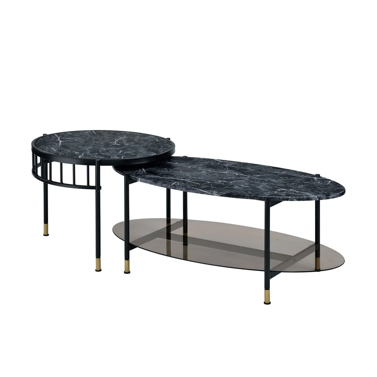 Silas - Engineered Stone Top Nesting Table - Black