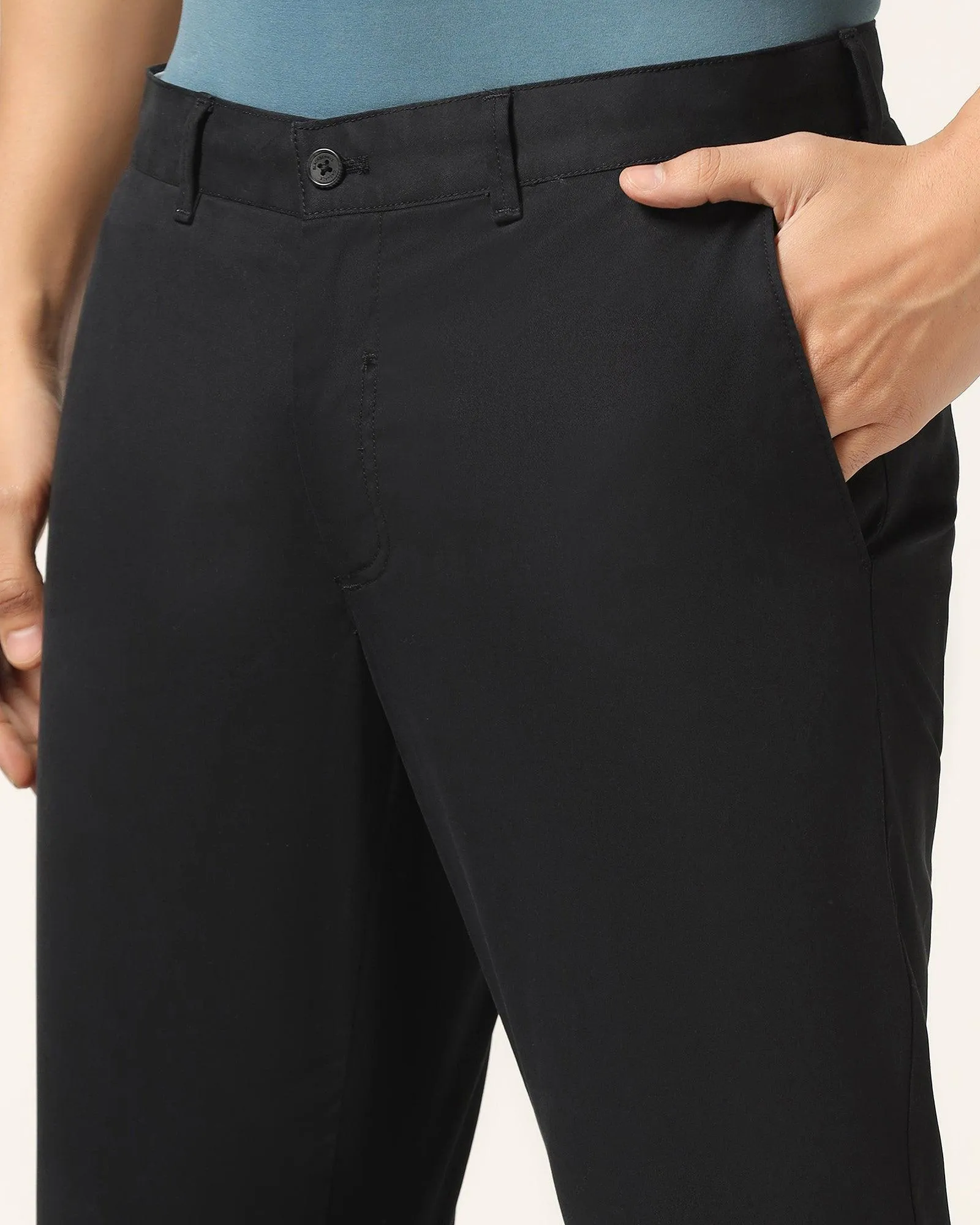 Slim Comfort B-95 Casual Black Solid Khakis - Mario