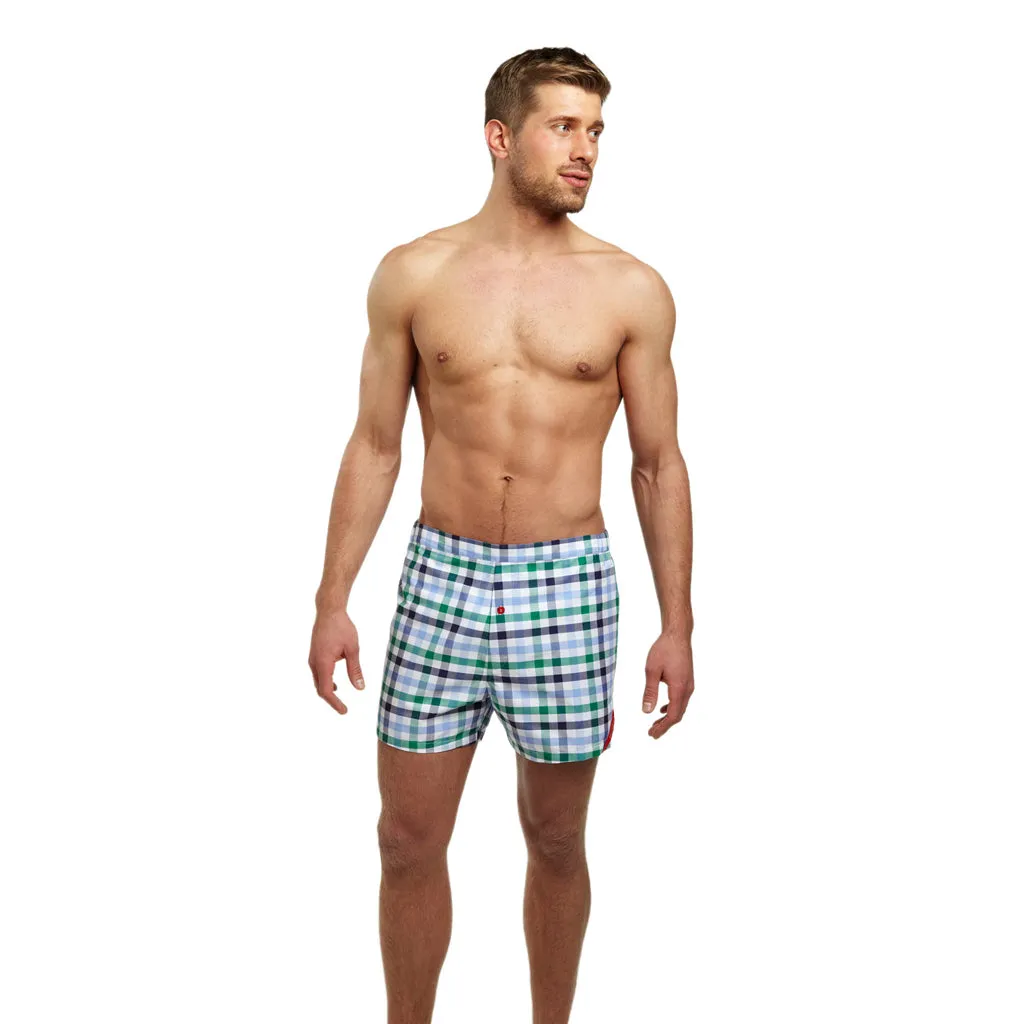 Slim-Fit Boxers Green/Blue Check