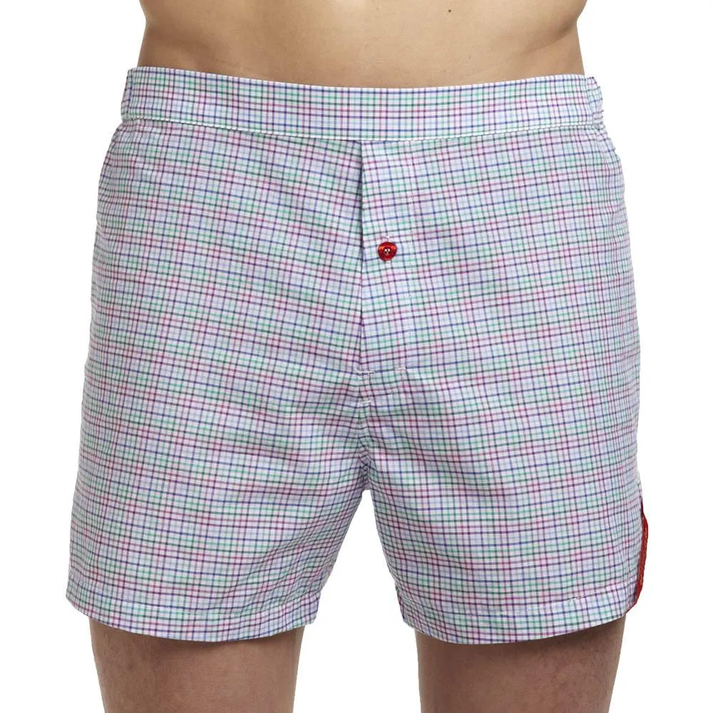 Slim-Fit Boxers Purple/Green Tattersall