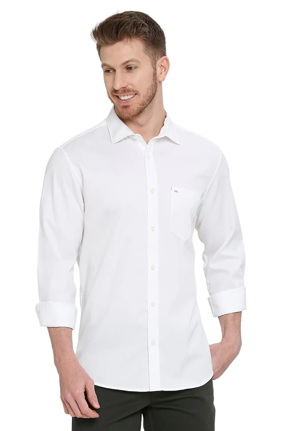 Slim Fit Cotton Polyester Cavalry Twill Shirt