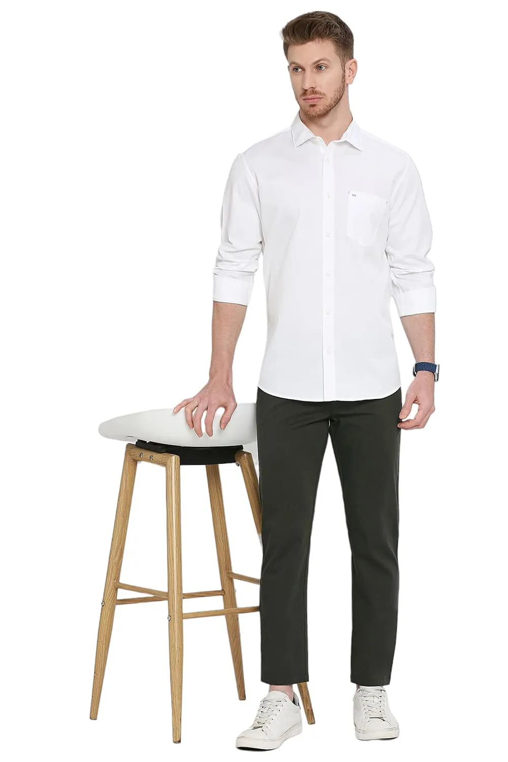 Slim Fit Cotton Polyester Cavalry Twill Shirt