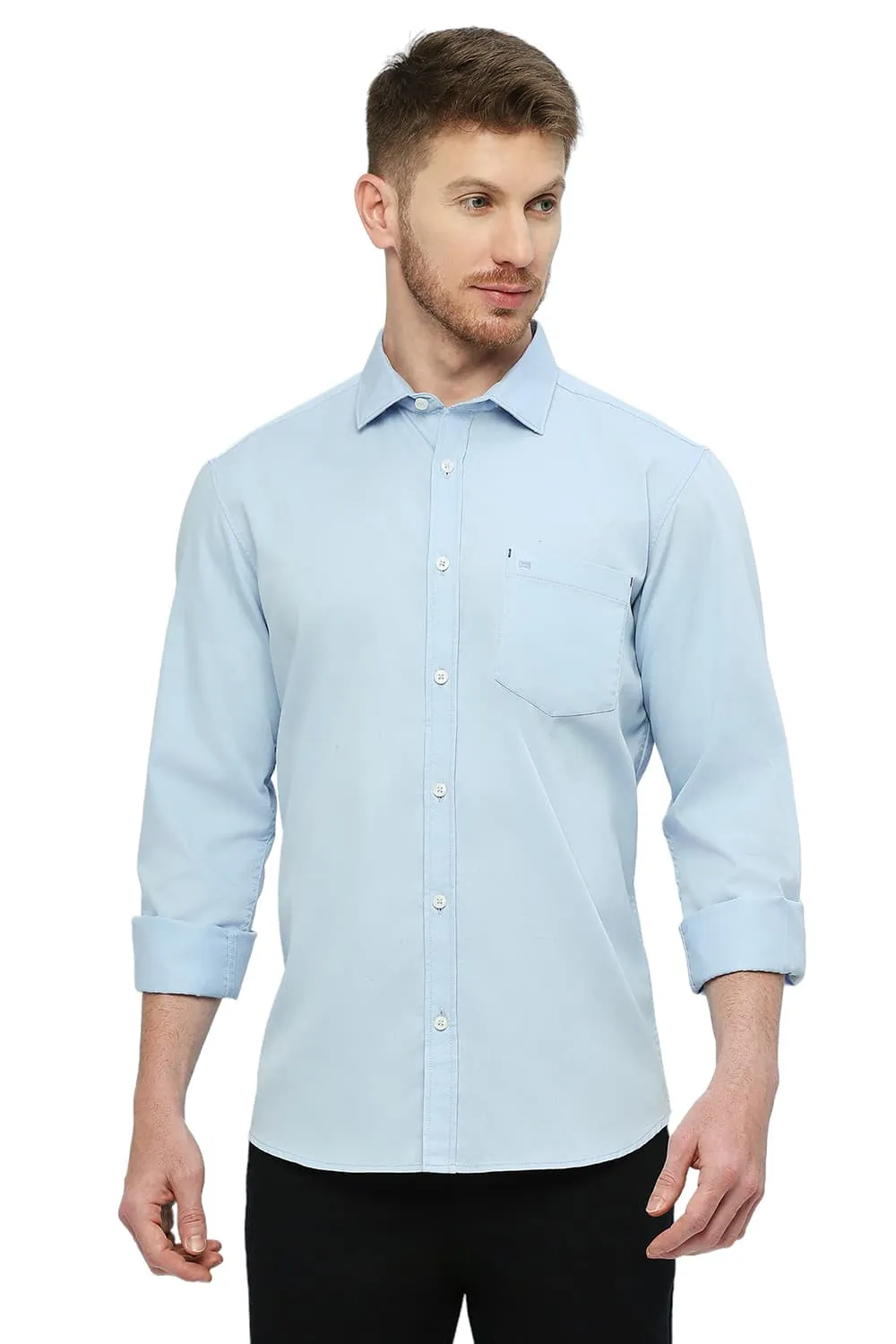 Slim Fit Cotton Polyester Cavalry Twill Shirt